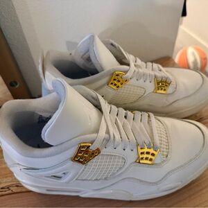 Nike Jordan 4 Air Royalty White and Gold Women's Sneakers